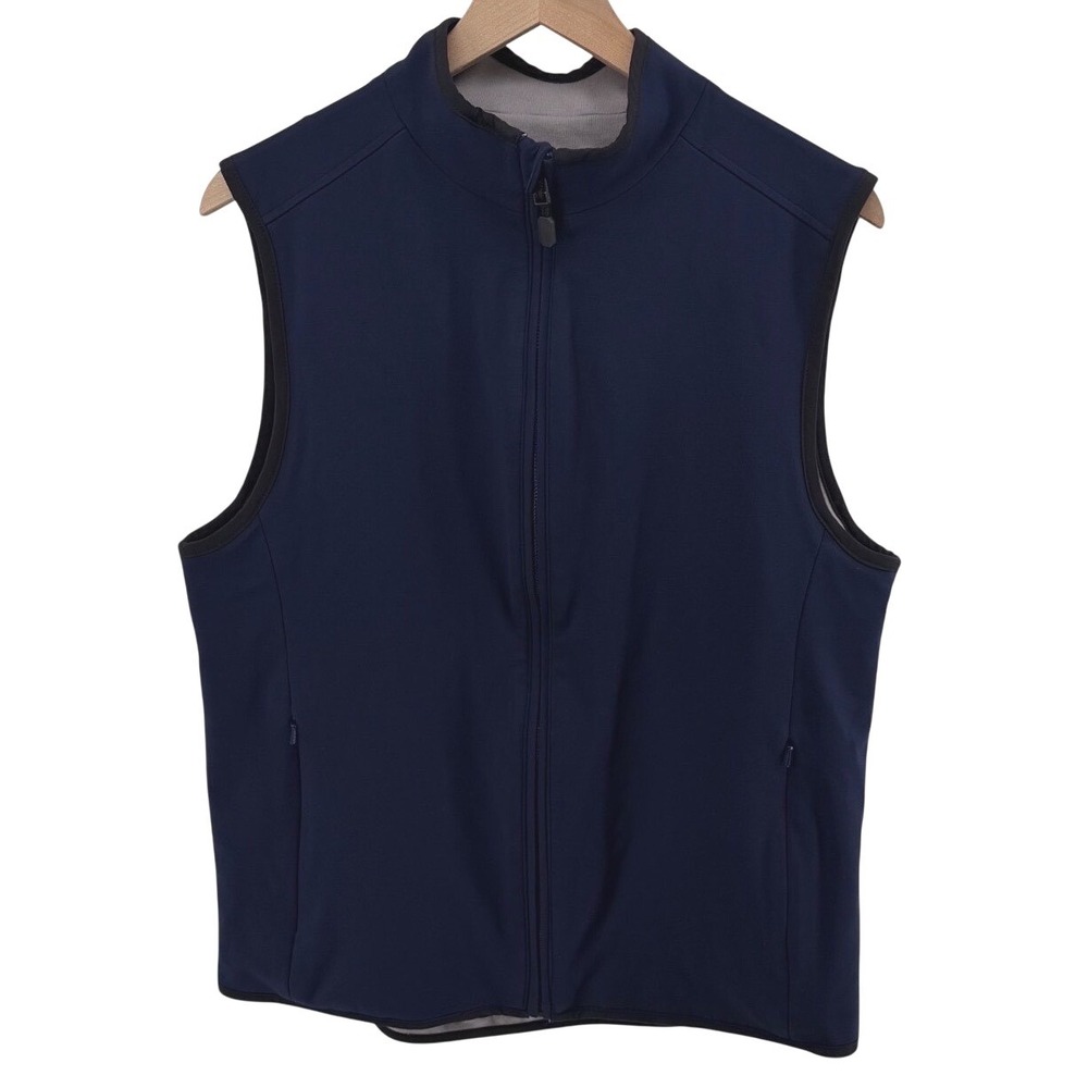 Mizzen Main Mens Medium Navy Blue Sport Performance Vest Full Zip Stretch Heavy